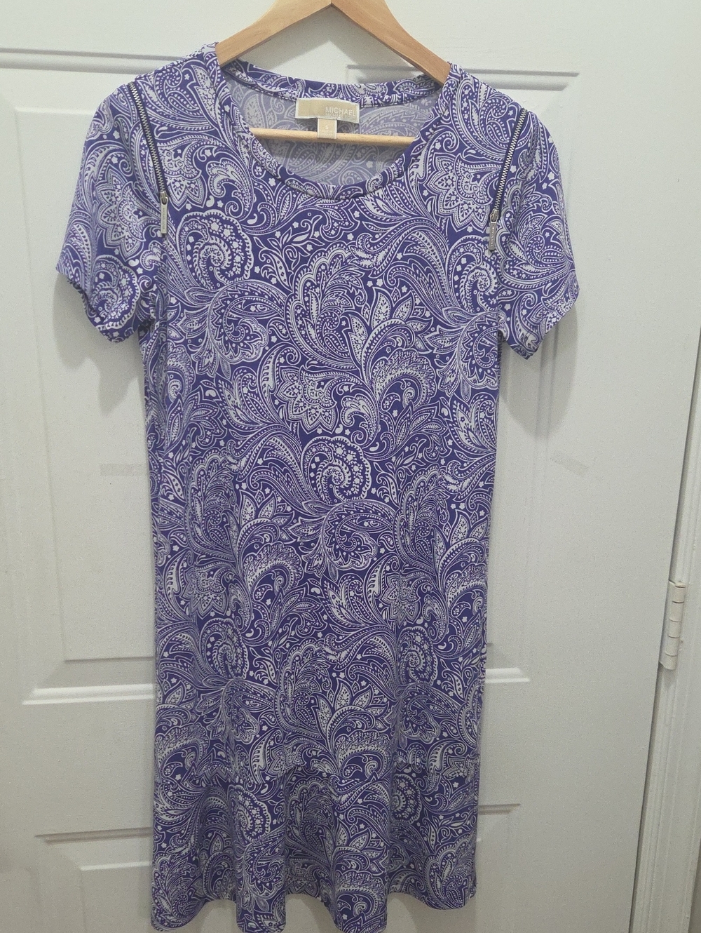 Michael Kors Purple and White Paisley Dress S